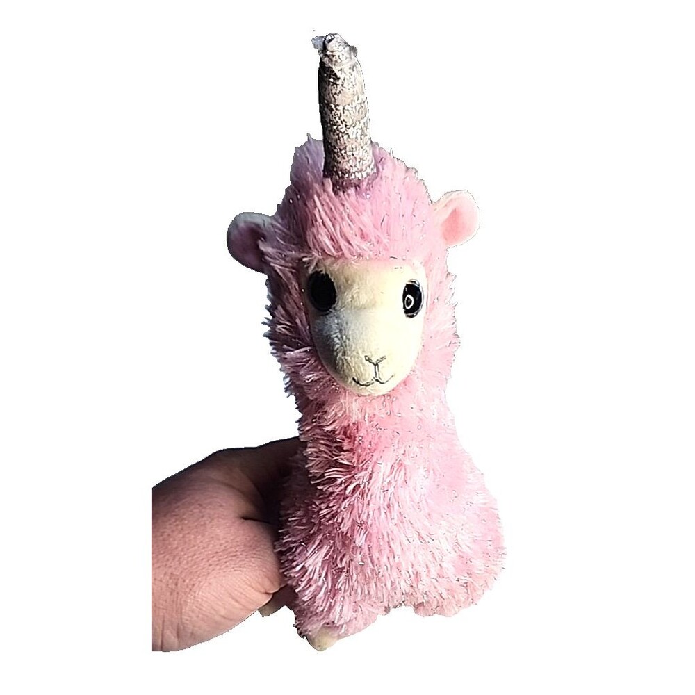 Ty Lana UniLlama Unicorn Llama 2019 Pink Glitter Silver Horn Stuffed Animal 10"